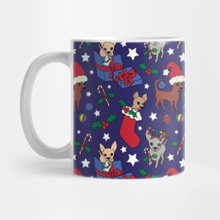 Christmas Chis! Christmas chihuahuas print in navy blue Mug